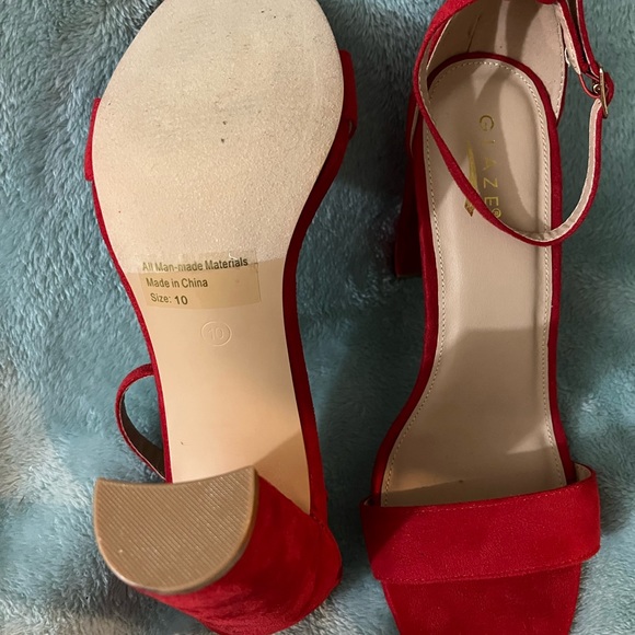 Glaze Ladies Red Block Heels, Size 10, excellent condition, stunning - Picture 5 of 5